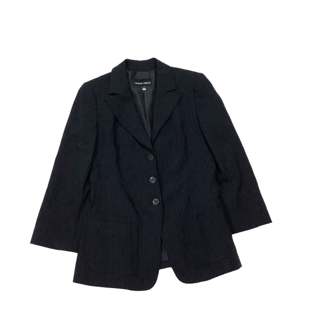 Giorgio Armani Blazer Sz 44 (US 8) Borgo 21 Black Pinstripe Wool